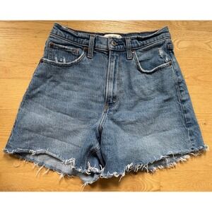 Abercrombie & Fitch Curve Love The Dad Short High Rise Blue Denim Shorts  26 / 2